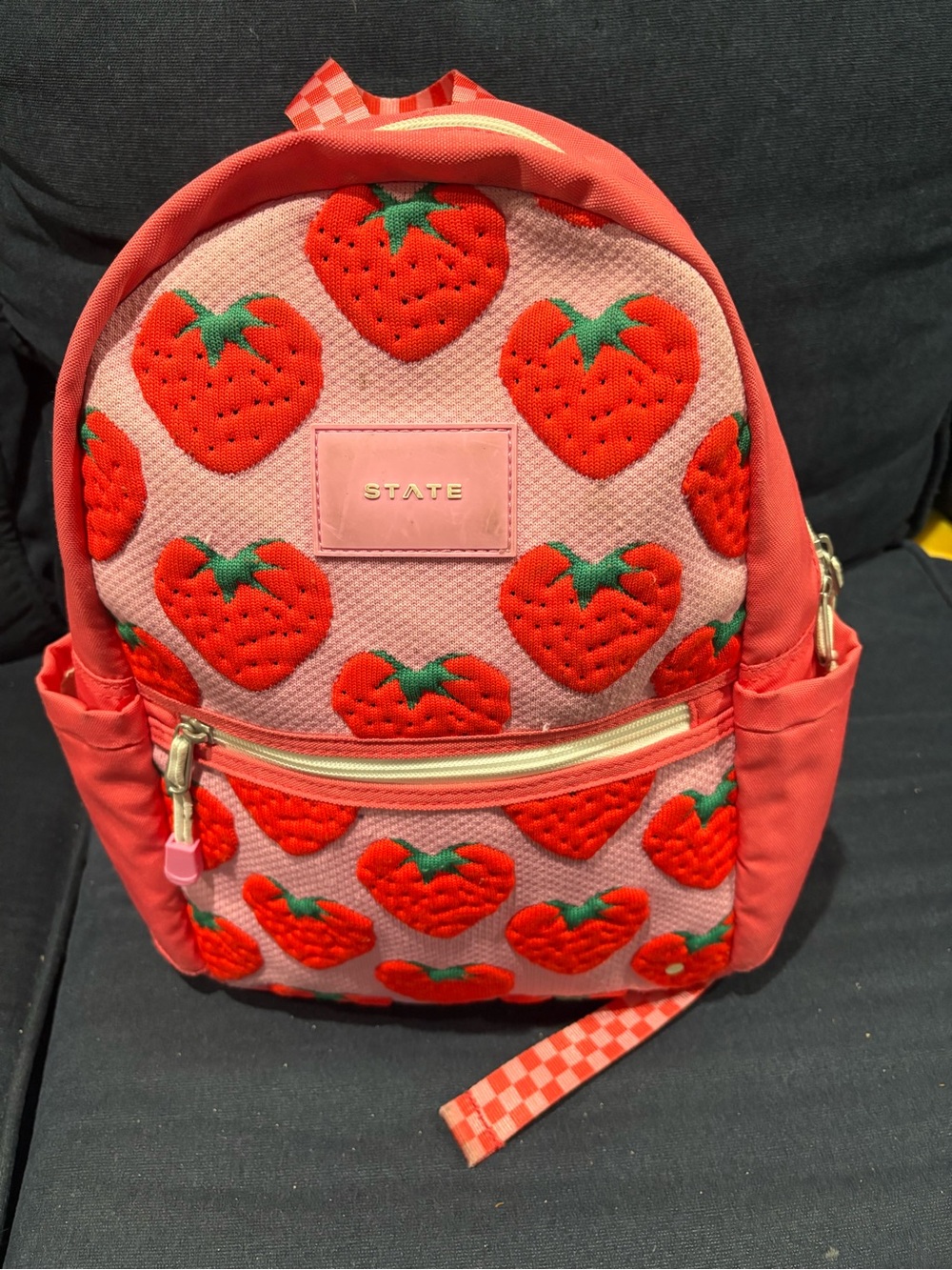 STATE Mini Kids Kane Strawberry Pattern Pink Backpack